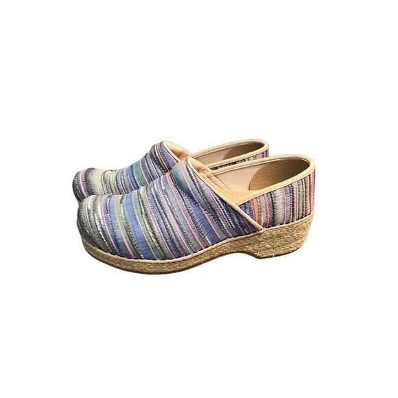 Dansko Shoes - DANSKO JUTE PRO WEAVE ARTISAN Womens 37 Pastel MULTI Striped Clogs